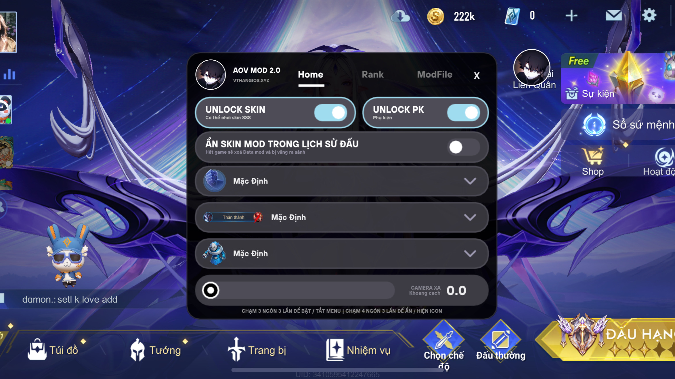 MENU AOV MOD V2